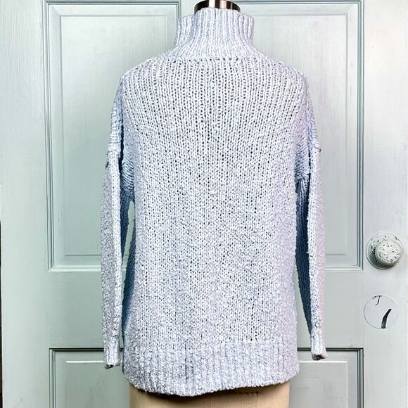Anthropologie The Need-It Slouchy Pullover Sweater Oversized Mock Neck Blue XSP - Picture 5 of 12